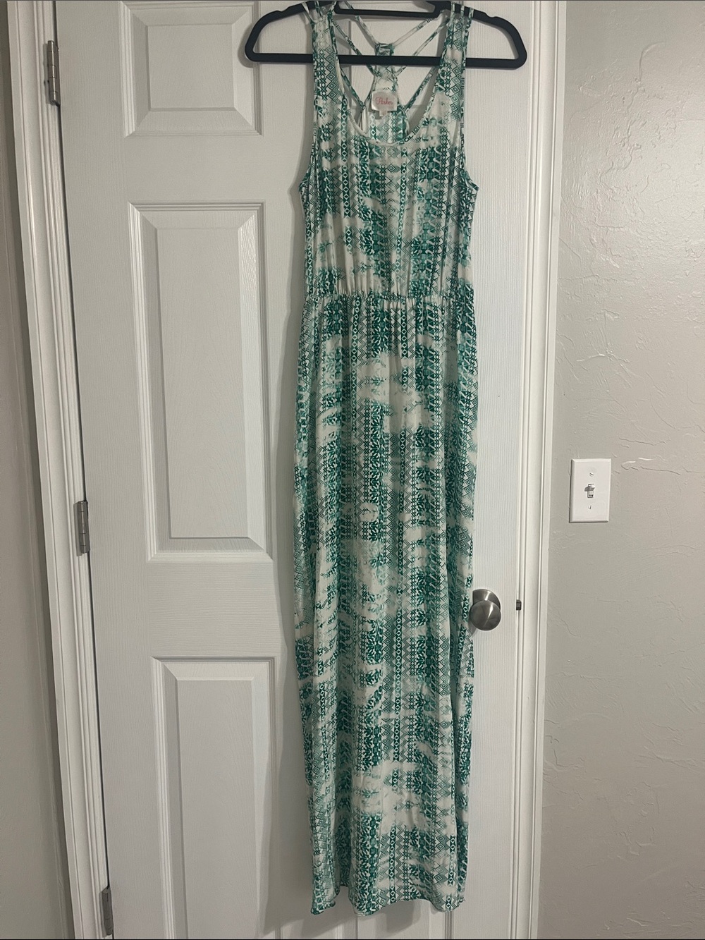Parker Green and White Patterned Tie-Dye Maxi Dress